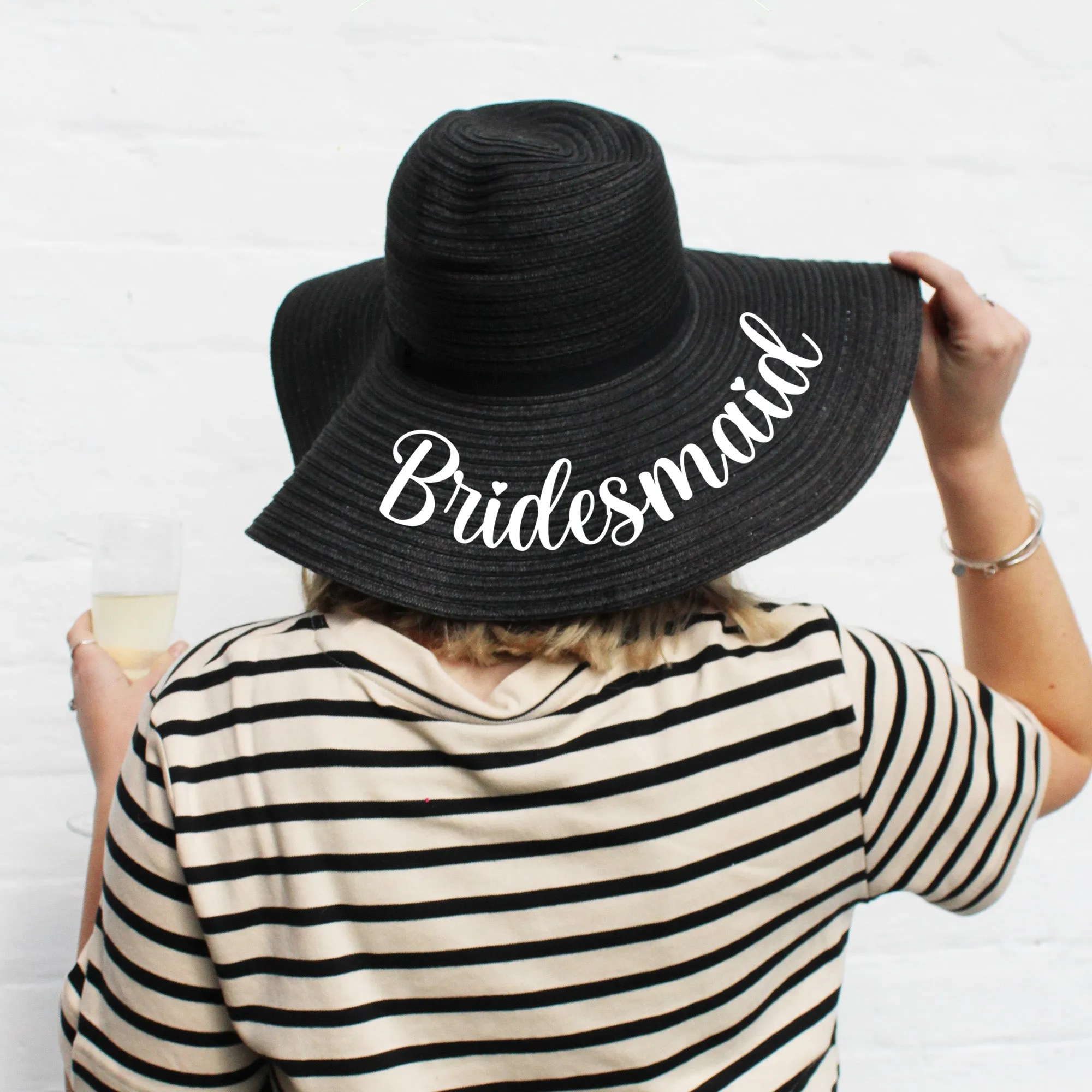 Personalised Wedding Role Wide Brimmed Sun Hat