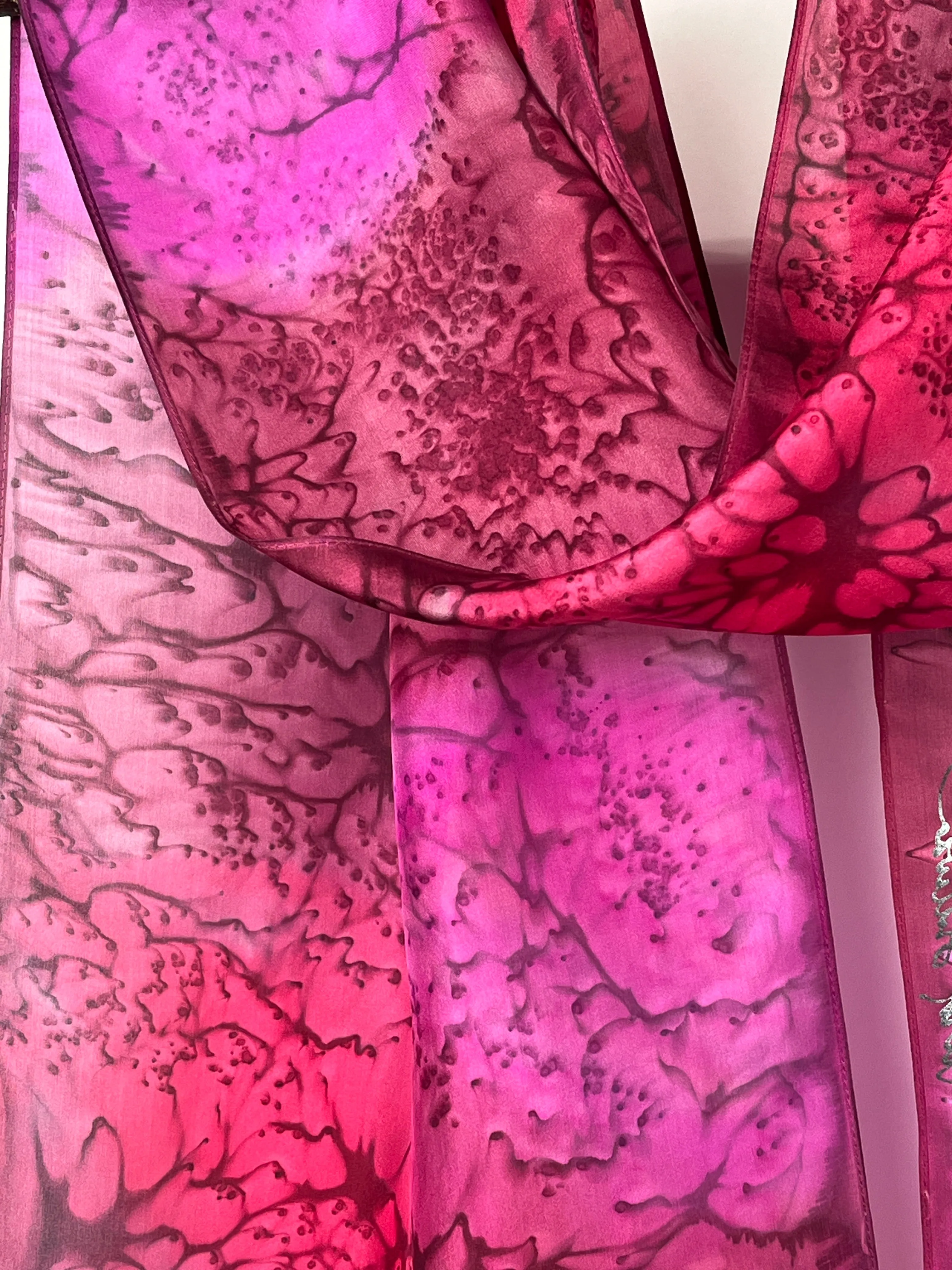 “Pretty in Pink Mermaid" - Hand-dyed Silk Scarf - $125