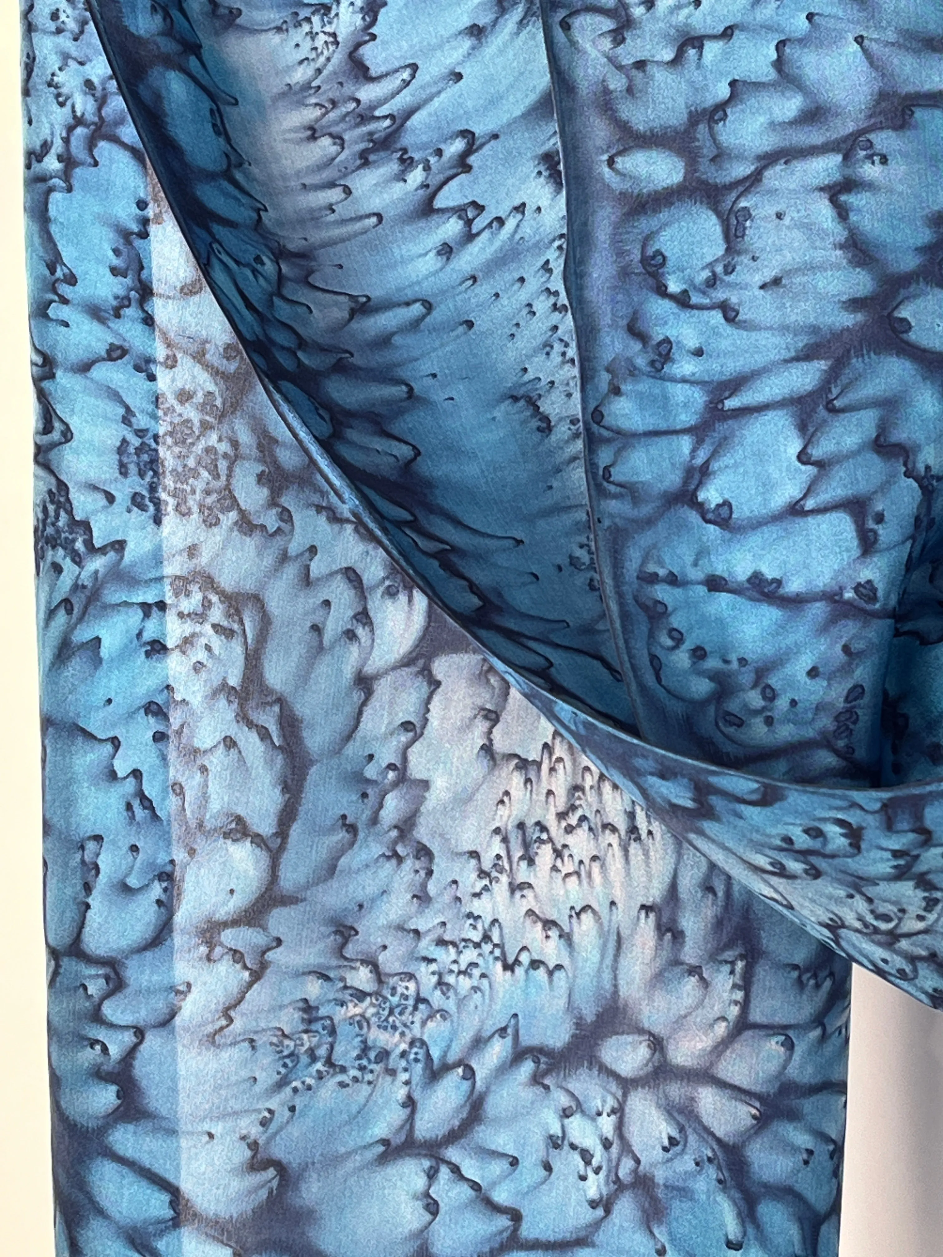 "Just Navy Mermaid" - Hand-dyed Silk Scarf - $125