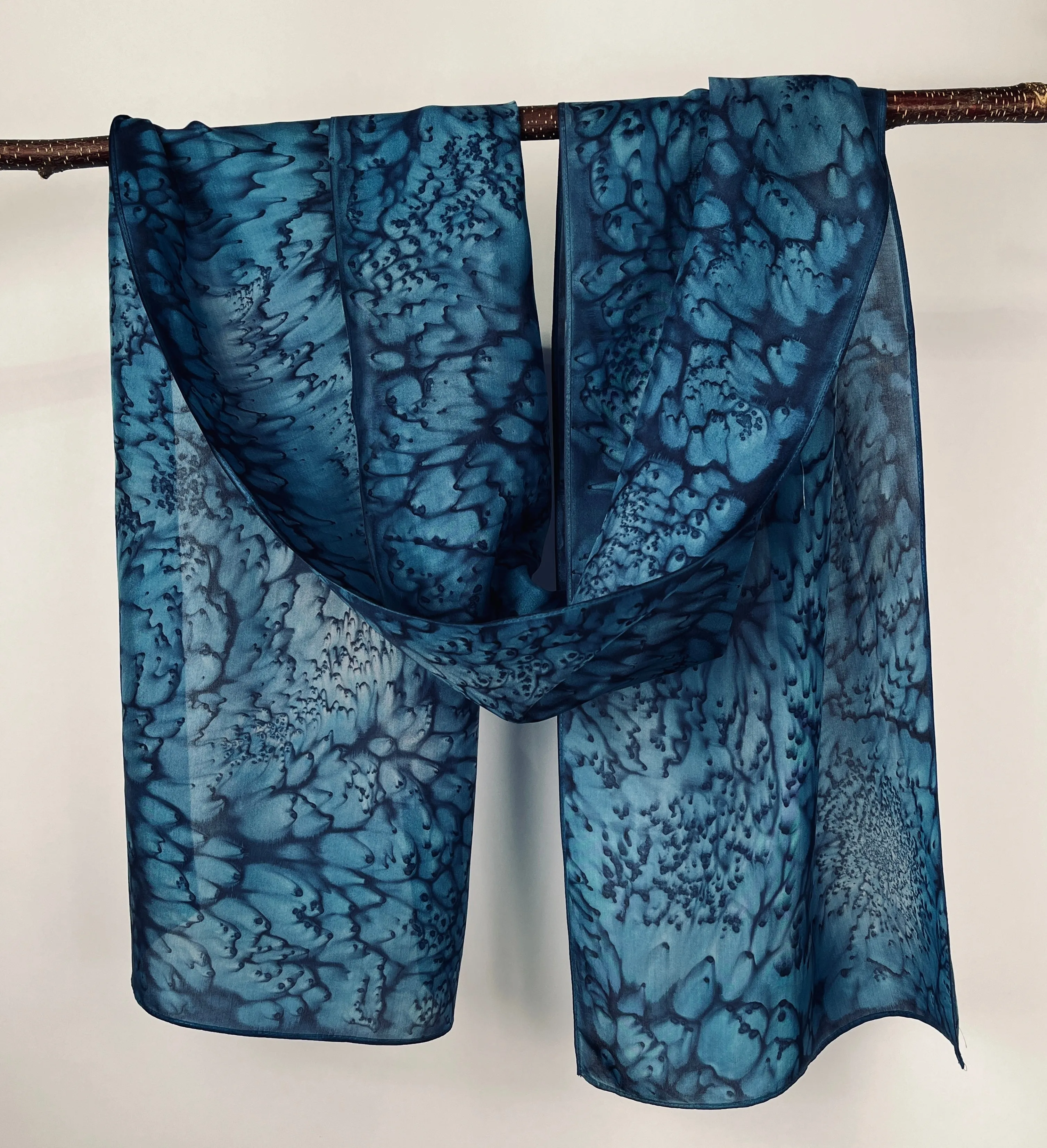 "Just Navy Mermaid" - Hand-dyed Silk Scarf - $125