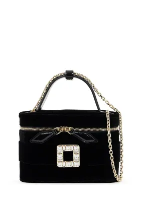 "micro velvet vanity bag with rhinestone buck