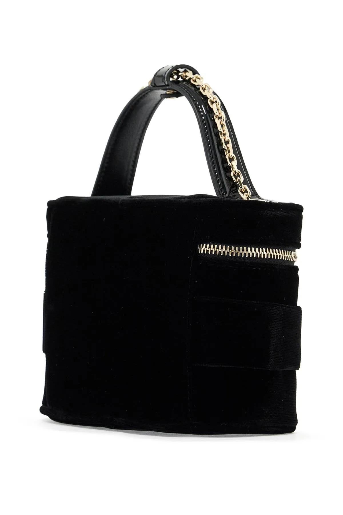 "micro velvet vanity bag with rhinestone buck