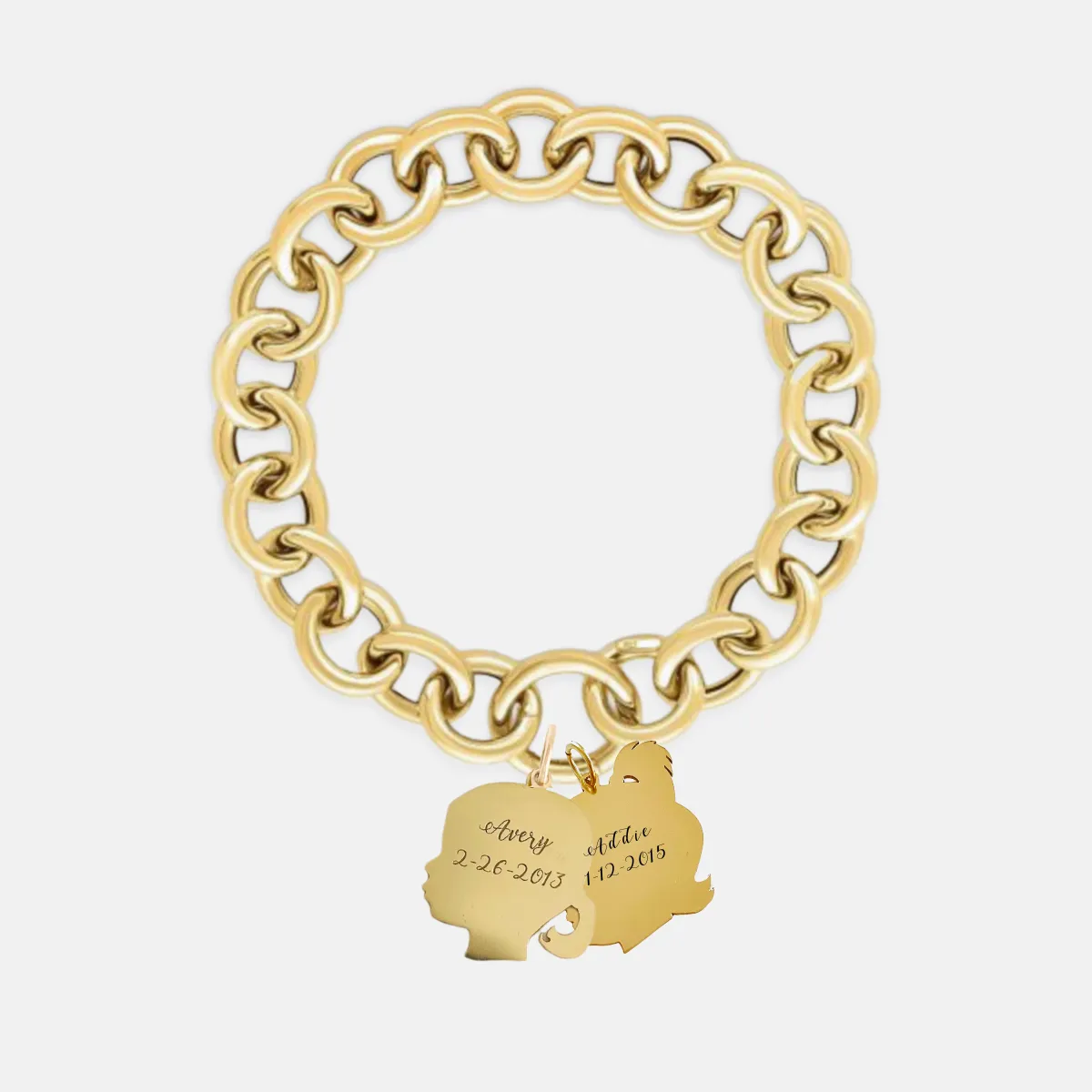 Round Link Charm Bracelet