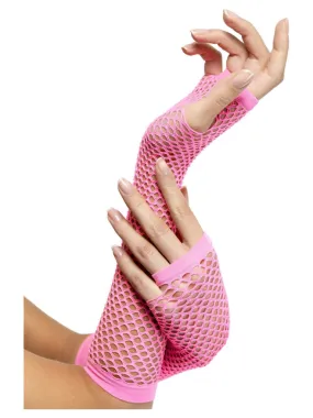 SALE - NEON LONG FINGERLESS FISHNET GLOVES