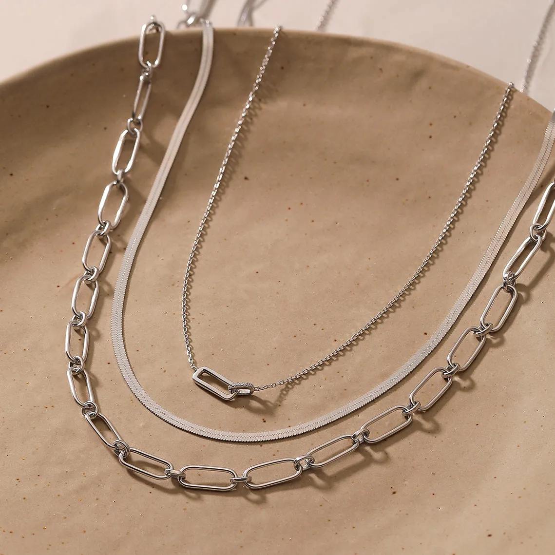 Silver Cable Connect Chunky Chain Necklace