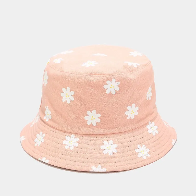 Sweet Pastel Floral Daisy-Print Summer Bucket Hats