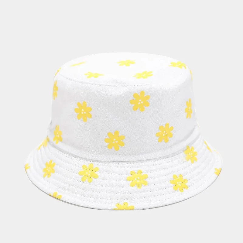 Sweet Pastel Floral Daisy-Print Summer Bucket Hats