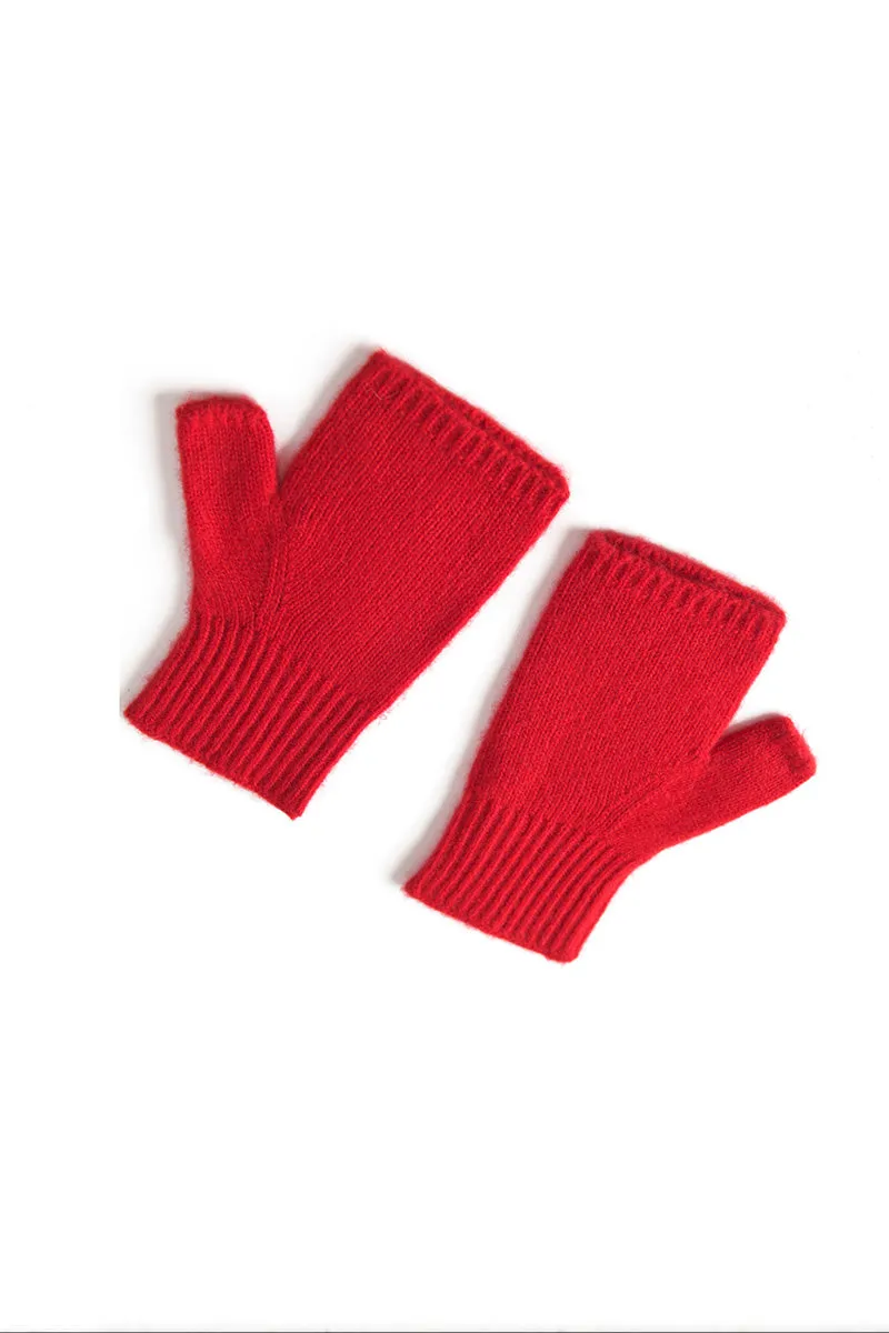 Thick Cashmere Cable Knit Fingerless Gloves