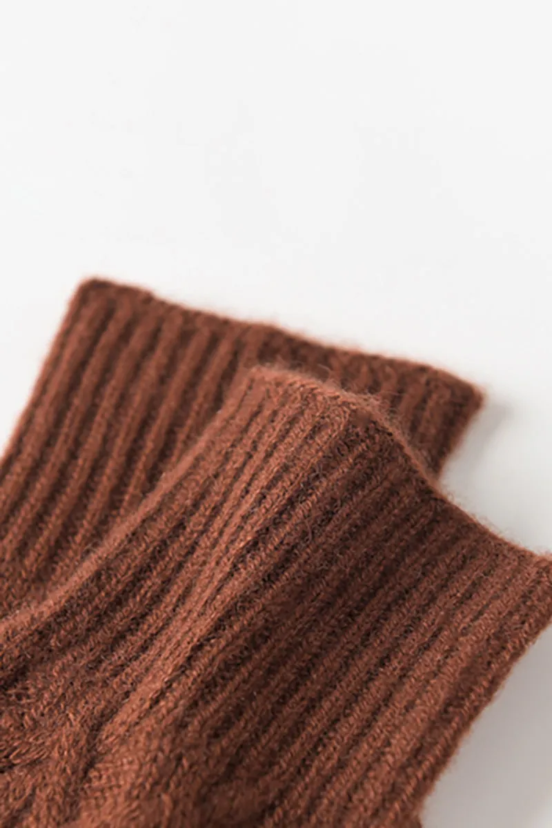 Thick Cashmere Cable Knit Fingerless Gloves