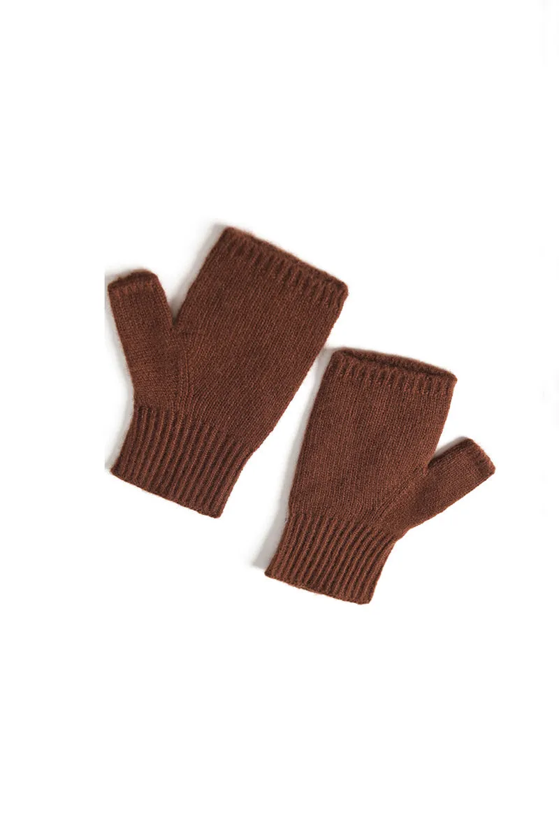 Thick Cashmere Cable Knit Fingerless Gloves