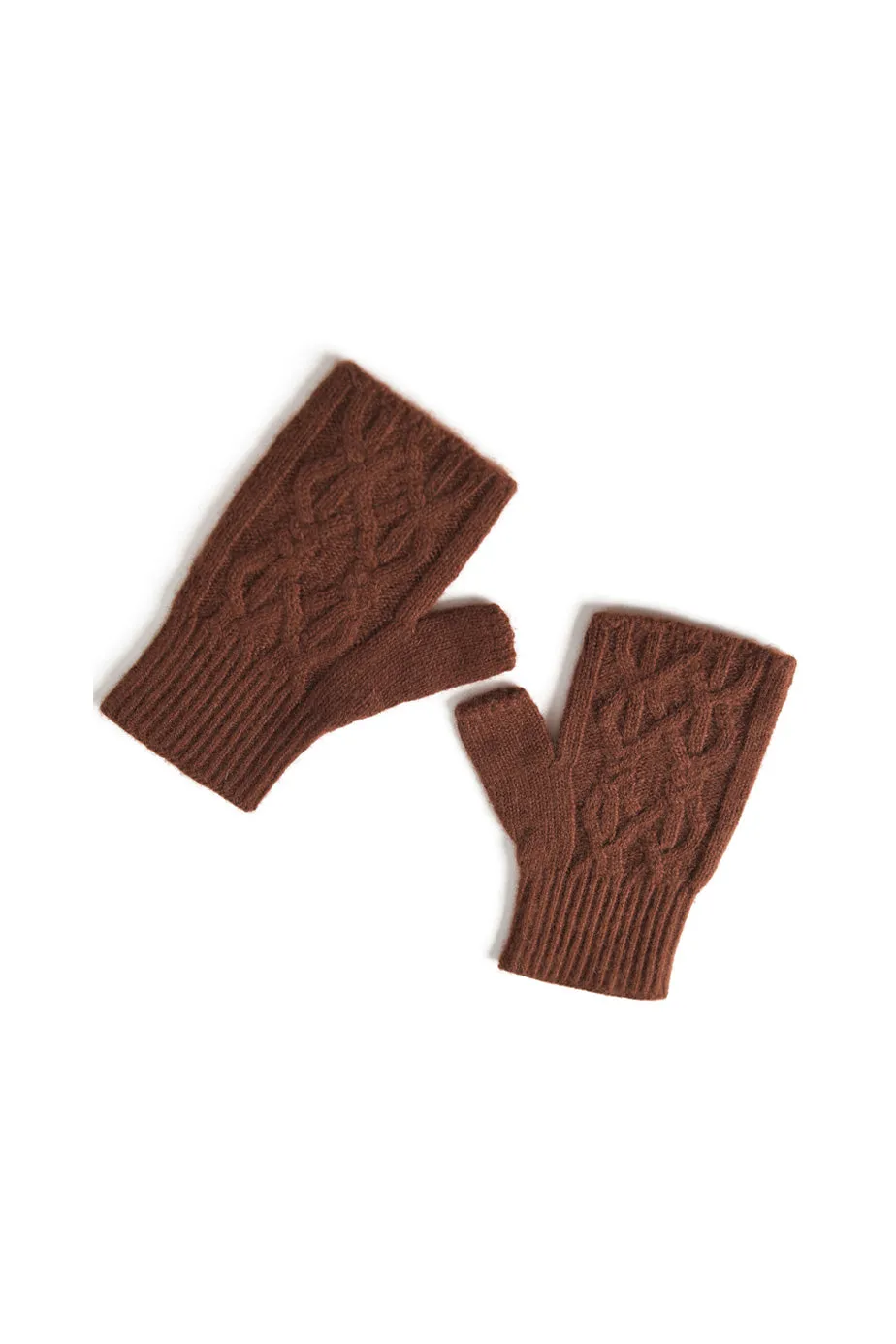 Thick Cashmere Cable Knit Fingerless Gloves