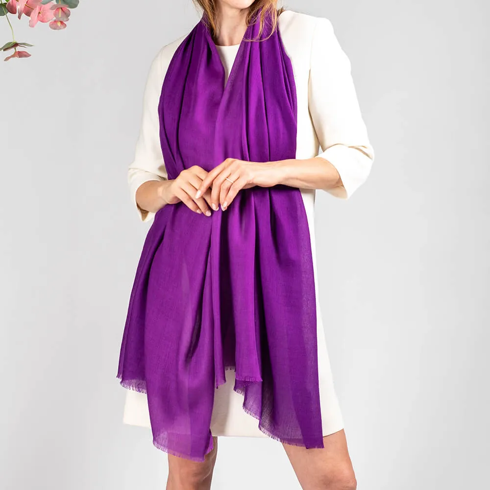 Vibrant Violets Shaded Cashmere and Silk Wrap