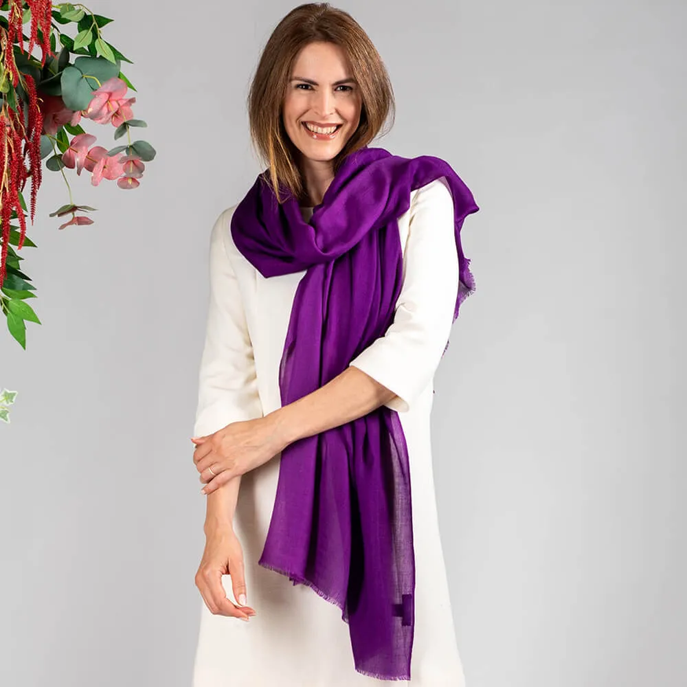 Vibrant Violets Shaded Cashmere and Silk Wrap