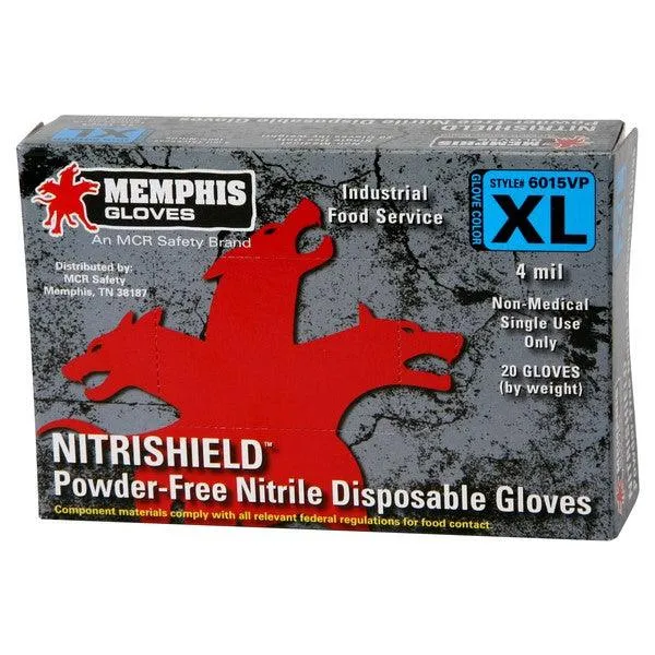 VP6015L MCR Safety NitriShield Disposable Gloves, Large, Nitrile, 4.5 Mil THK