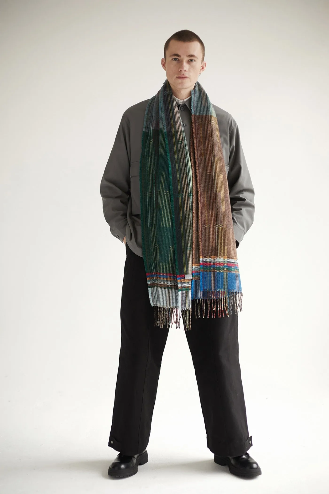 Wallace Sewell Lambswool wraps Pymoor - FIR GREEN/BROWN