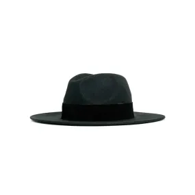 Wide Brimmed Felt Fedora Hat, Black