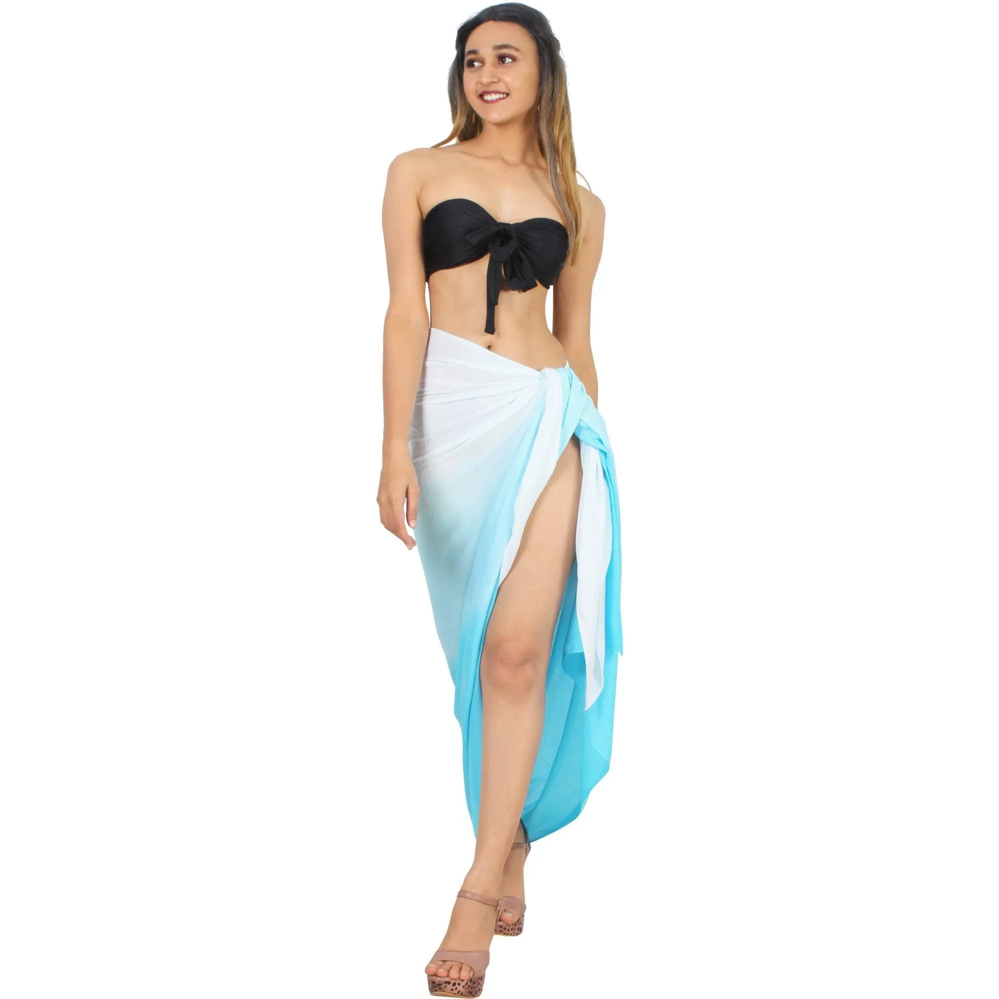 Women's Tie Dye Rayon Beach Wrap Turquoise Ombre