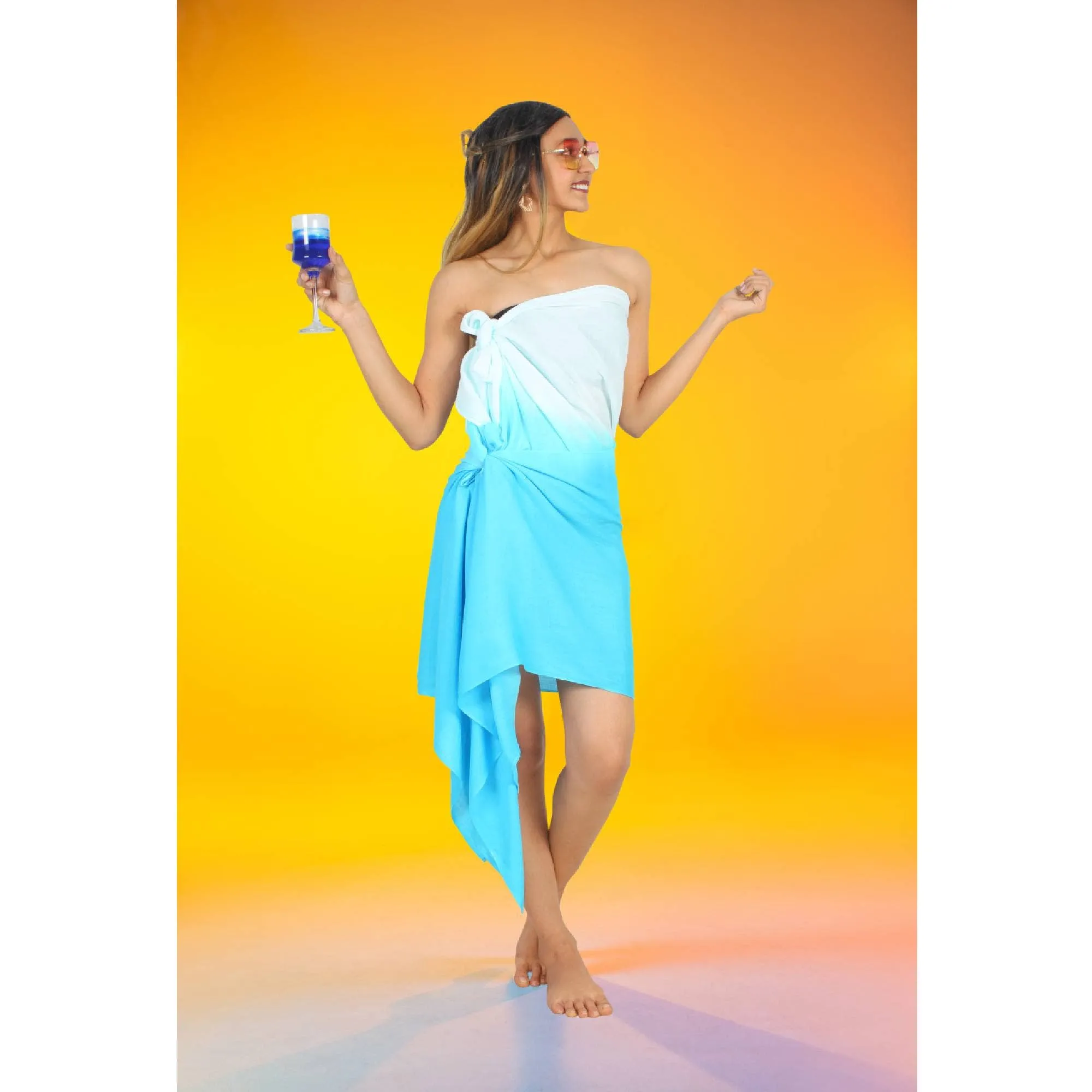 Women's Tie Dye Rayon Beach Wrap Turquoise Ombre